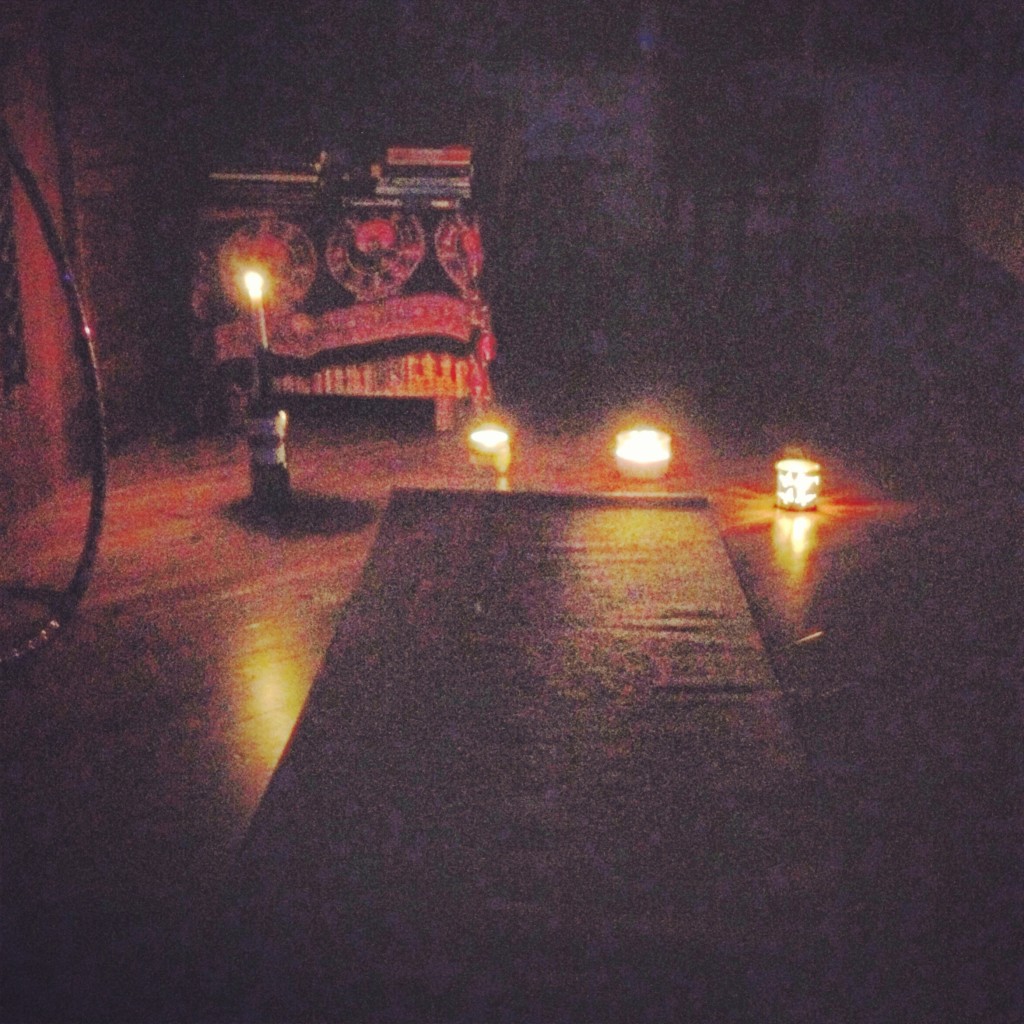 when the power goes out, don't get frustrated... do some candlelight yoga!